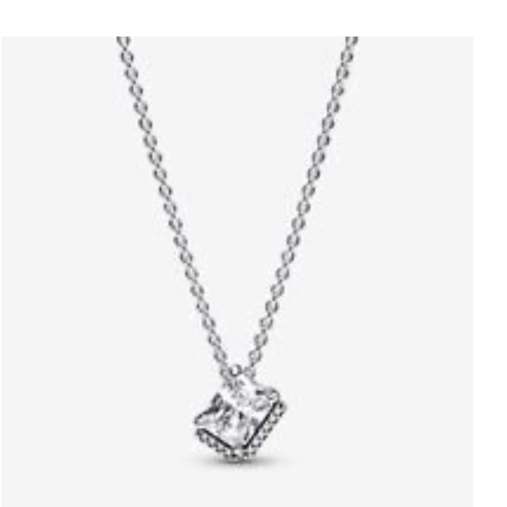 Rectangular Sparkling Halo Collier Necklace -New In Package - Picture 3 of 3